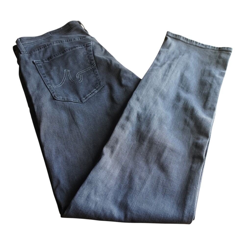 AG The Graduate Jeans 33R Gray Distressed Straight Leg Stretch Denim